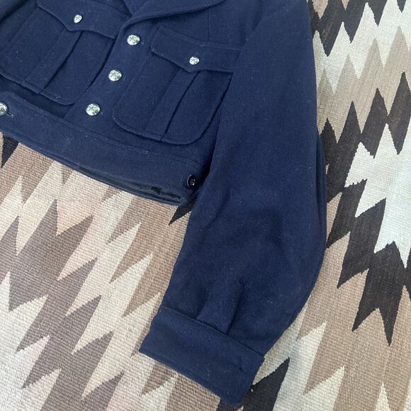 French Military Wool Jacket Navy Crop Small 1950s Vintage CDG Balenciaga Design - Picture 6 of 16